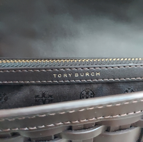 TORY BURCH Britten Woven Flap Wallet Wristlet - Deep Brown - Picture 7 of 11